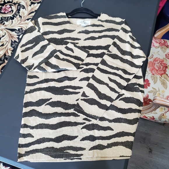 Bob Mackie Vintage tunic style top TIGER  Gold Black Size P/M Designer - Picture 15 of 16